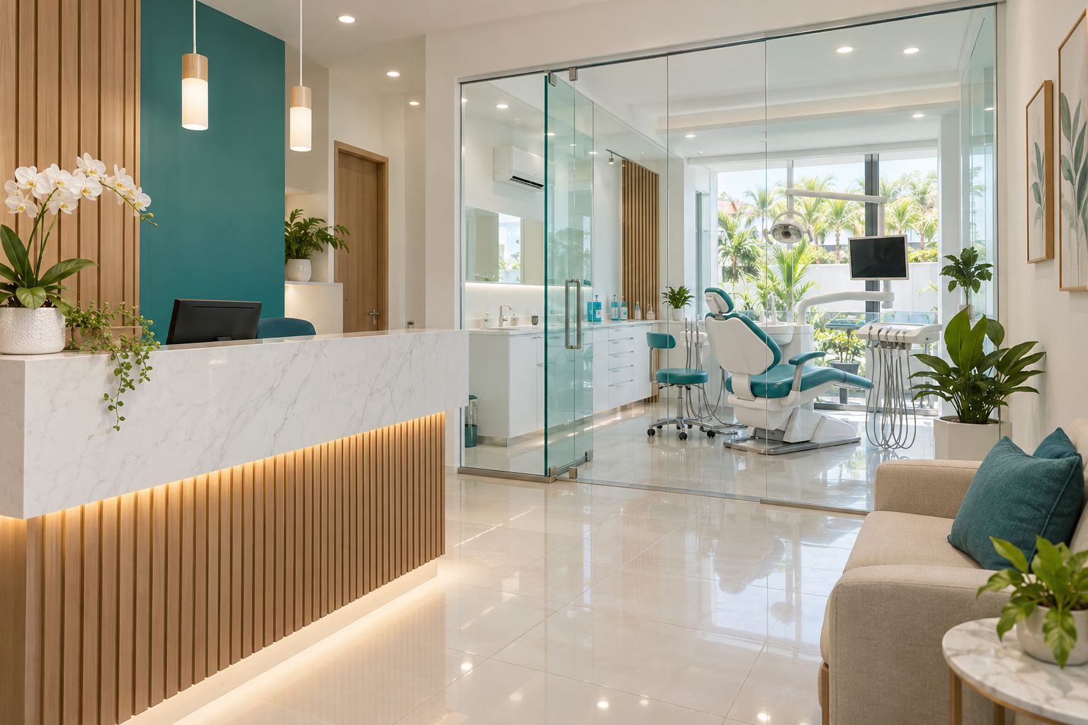 Illustrative clinic business scene